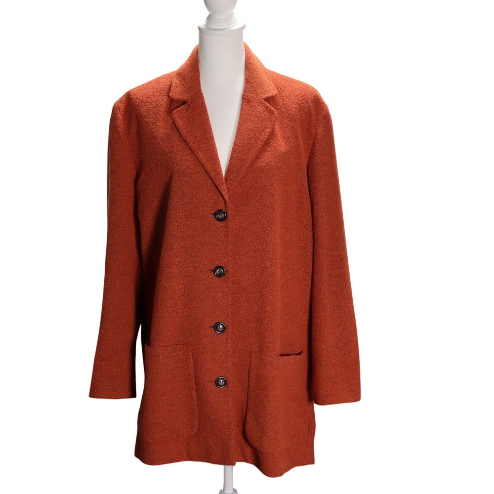 Sigrid Olsen Collection Vintage Wool Blend Blazer fall Burnt Orange Longline